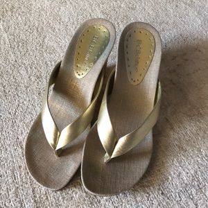 BCBGirl gold wedge sandals